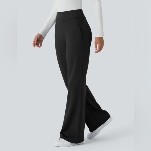 Halara Flex™ DayStretch Mid Rise Side Zipper Pocket Work Flare Pants, M Petite - Picture 3 of 13
